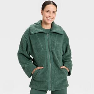 NWOT All in Motion Women's High Pile Jacket Color: Dark Green  Size: Large